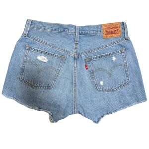 Levi's Light Blue Distressed Jean Shorts